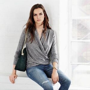 Karen Millen Melange Jersey Stretch Wrap Top S